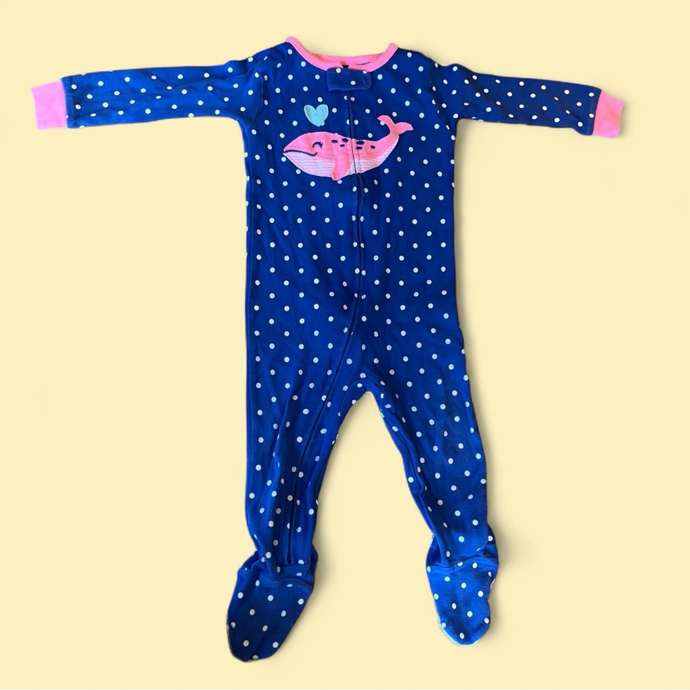 Carter's Blue and Pink Footie One Piece with Polka Dots and Whale Design